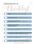 School Daily Pack Up Checklist